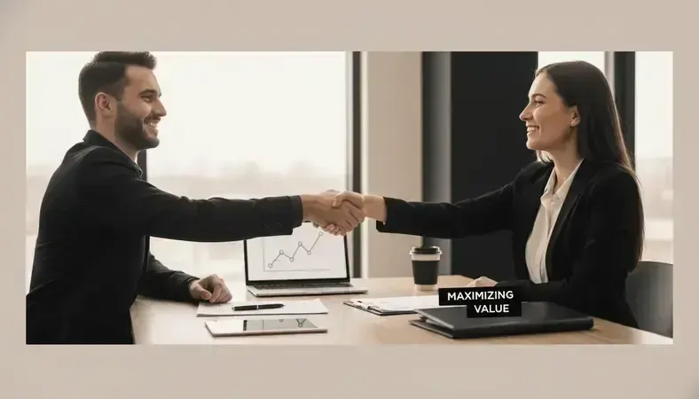 Successful real estate closing with happy clients shaking hands with their agent