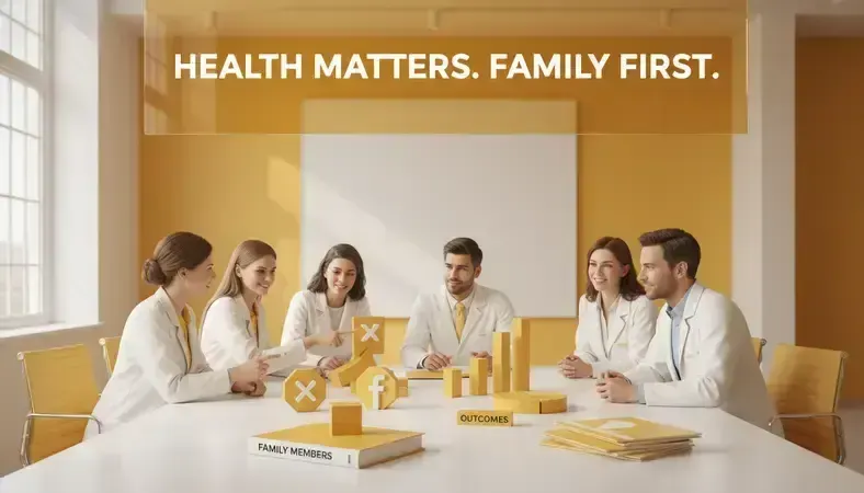 Healthcare professionals reviewing positive patient outcomes and community impact metrics