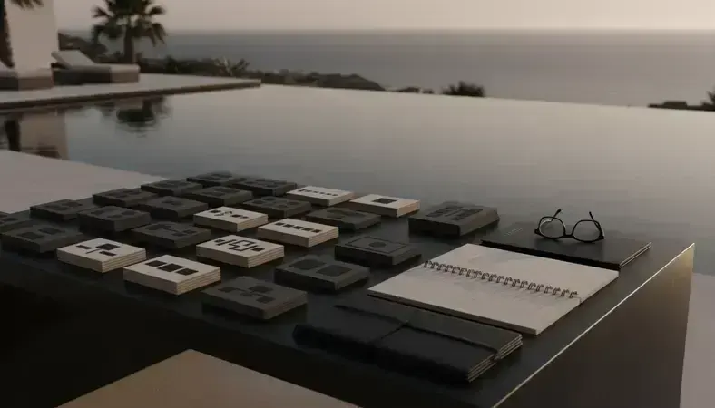 Stunning luxury villa in Ibiza with infinity pool overlooking Mediterranean coastline at sunset