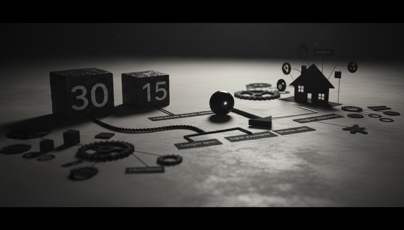 Flowchart showing decision factors for choosing between 30-year and 15-year mortgages