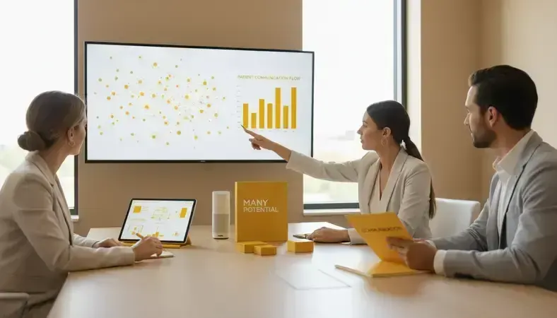 Treatment center staff in a training session discussing patient communication best practices