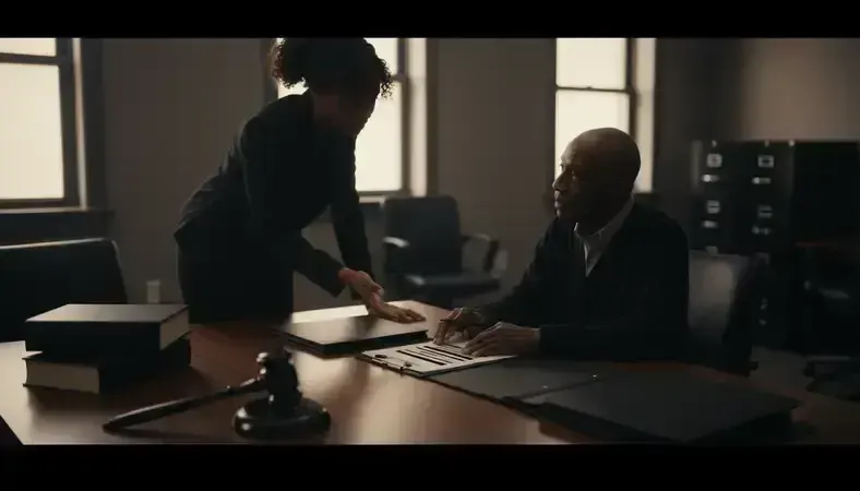 Law school clinic setting with student attorney consulting with elderly client about power of attorney options