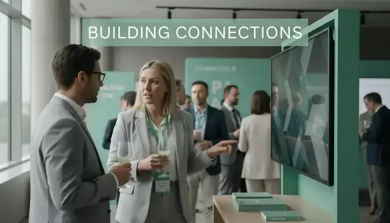 Professional networking event showing business relationship building
