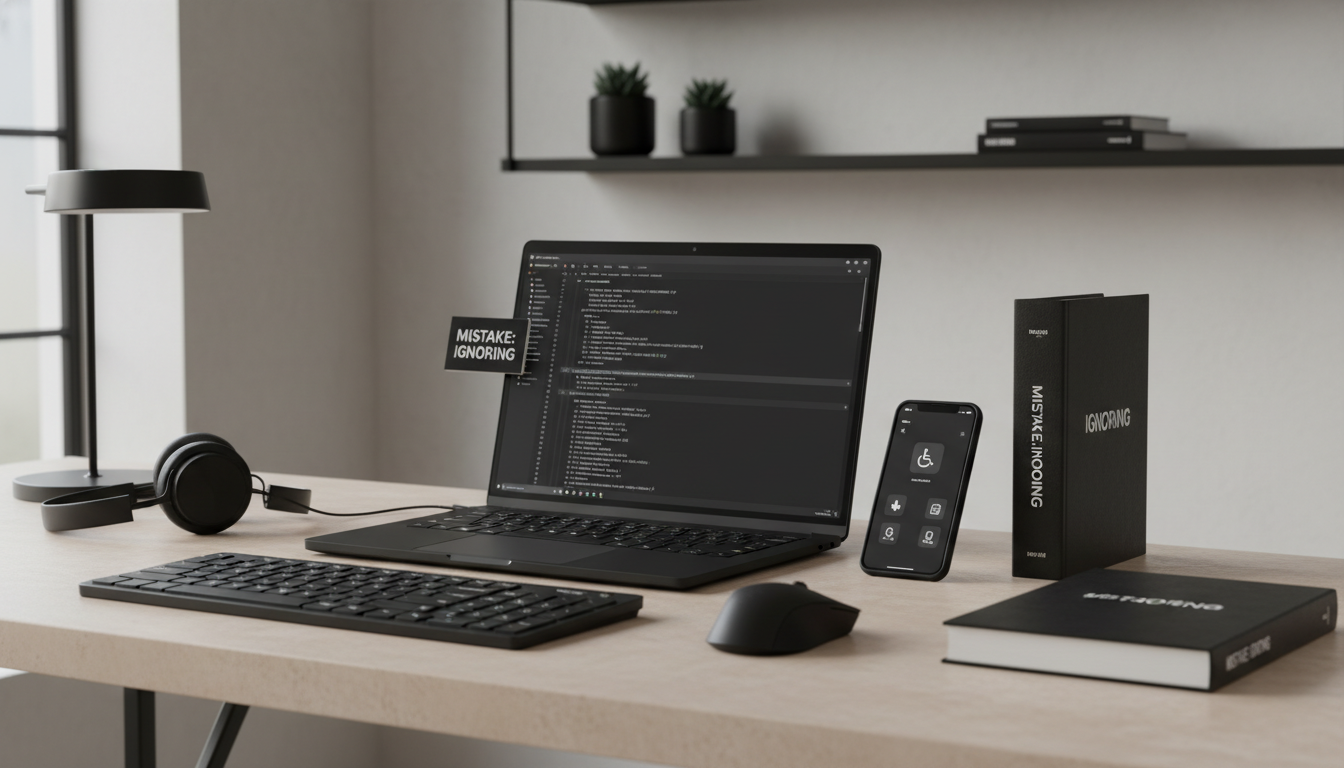 Web designer testing website accessibility features with screen reader and keyboard navigation tools