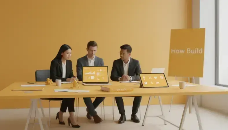 Professional addiction treatment center team collaborating on content marketing strategy