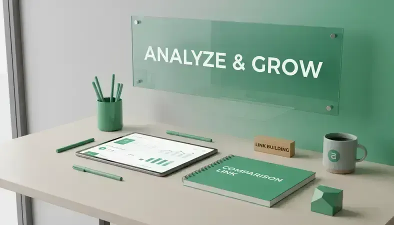 Dashboard showing link building metrics and analytics with quality indicators