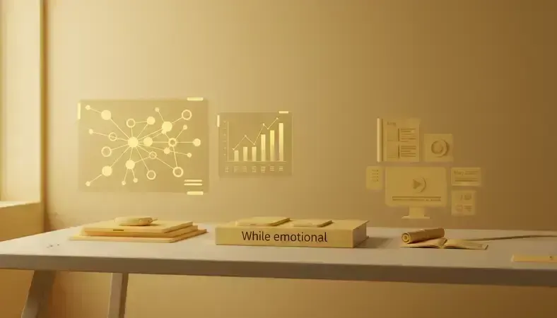 Collage showing various content formats including blog posts, videos, downloadable guides, and social media posts