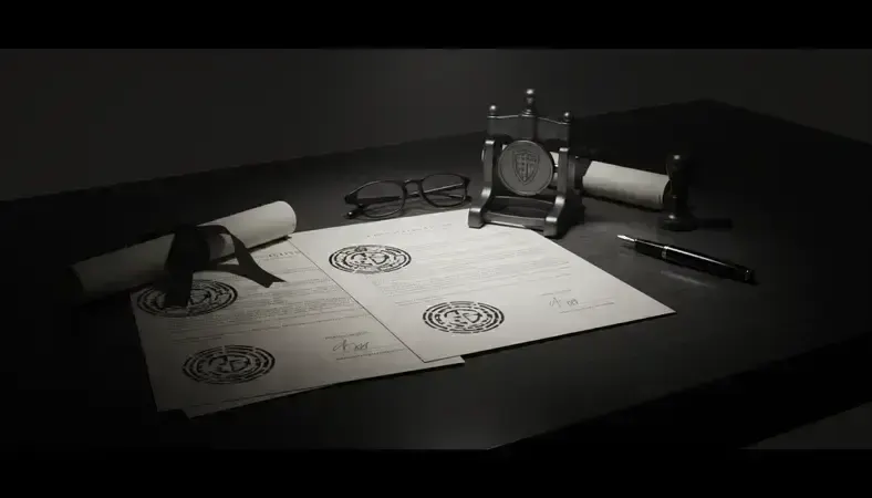 Professional estate planning documents on a desk with a pen and glasses