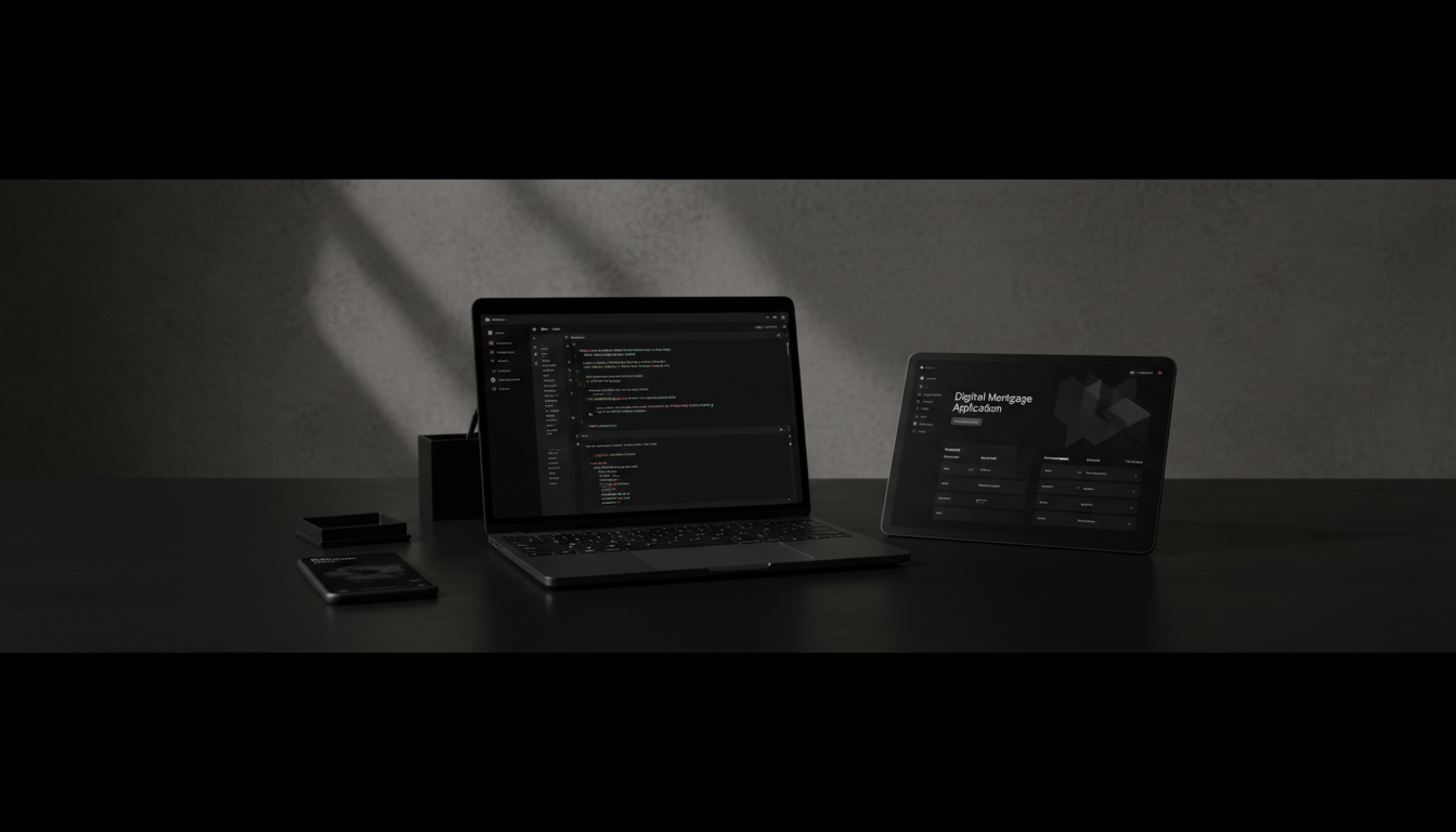 Professional showing digital mortgage application on tablet