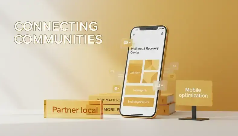 Smartphone displaying a treatment center's mobile-optimized website with clear contact buttons