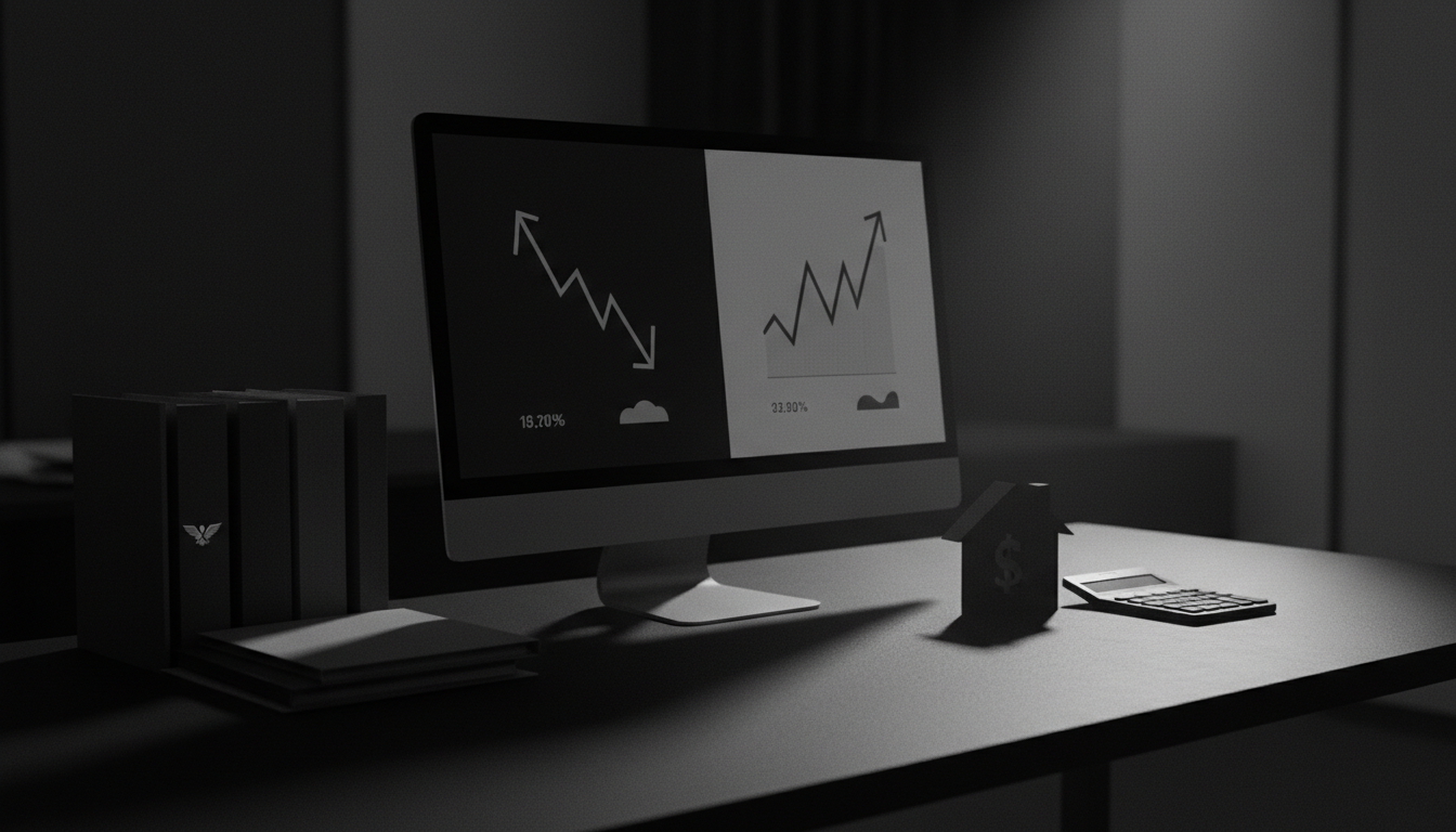 Split-screen comparison showing Bank of America rates versus competitor rates on computer monitor