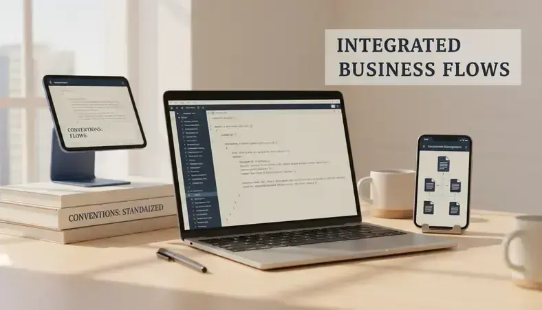 Business systems connected through document management platform