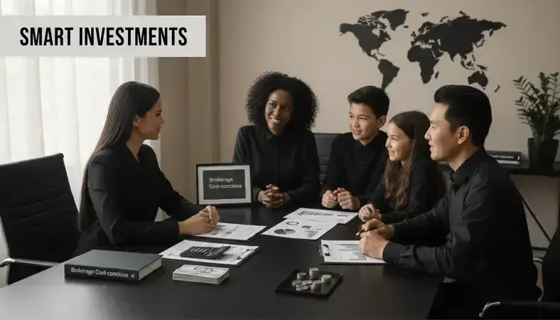 Real estate agent having friendly consultation meeting with diverse family clients in comfortable office setting