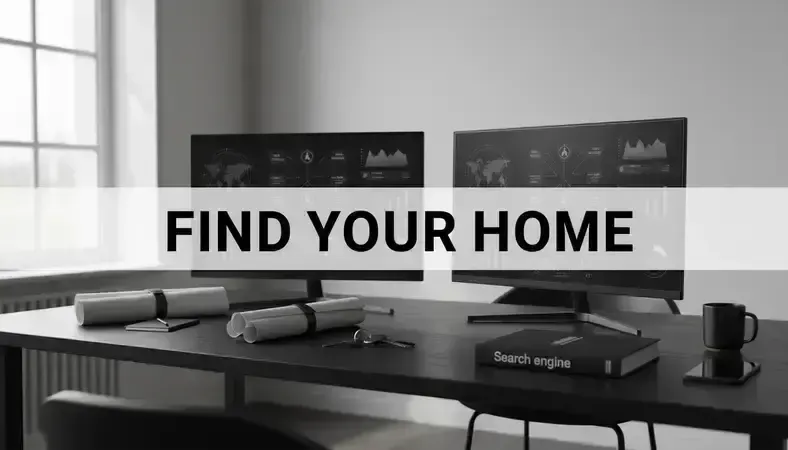 Modern real estate office with multiple monitors displaying CRM data, market analytics, and transaction management systems