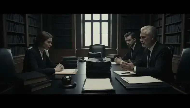 Professional trustee meeting with beneficiaries and legal documents