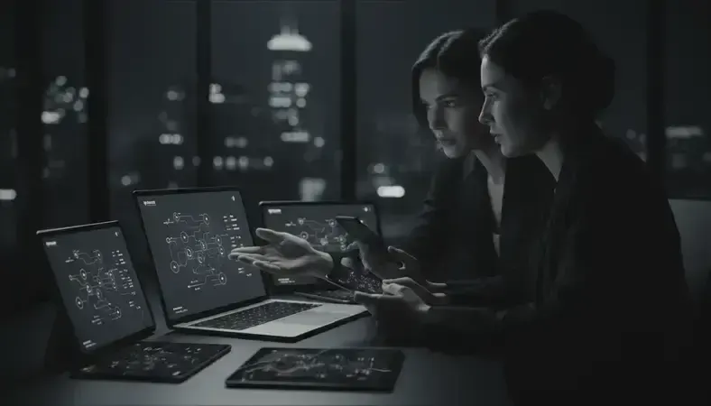 Attorney explaining estate planning concepts to clients using digital platform interface