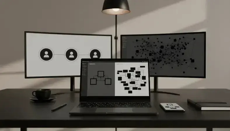 Split screen showing simple vs complex estate planning scenarios handled by digital platforms