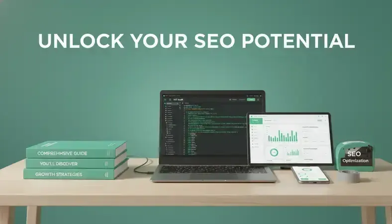 Modern workspace showing multiple SEO tools dashboards on computer screens