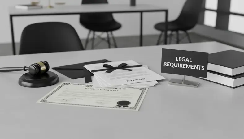 Legal documents, official stamps, and property certificates spread on an office desk
