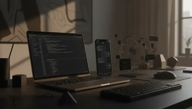 Modern AI chat bot interface on smartphone with conversation bubbles and digital elements