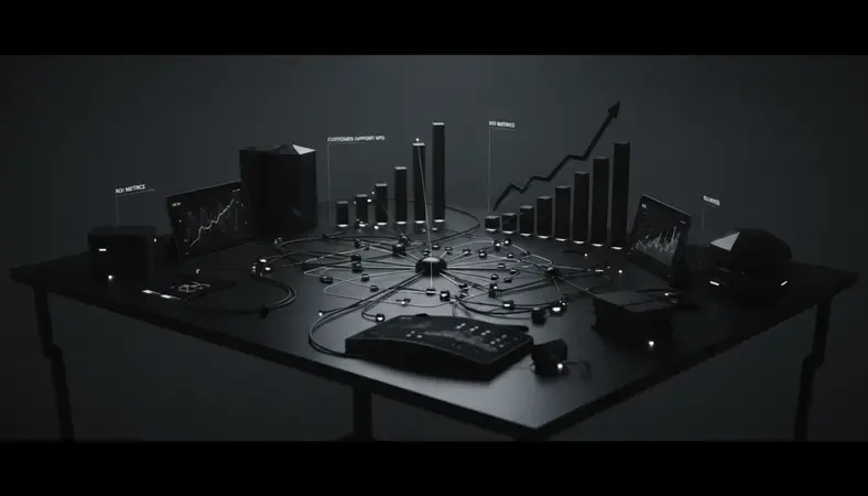 Analytics dashboard showing customer support KPIs and ROI metrics