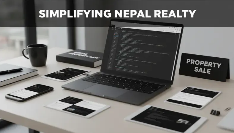 Professional workspace with Nepal property documents and digital tools