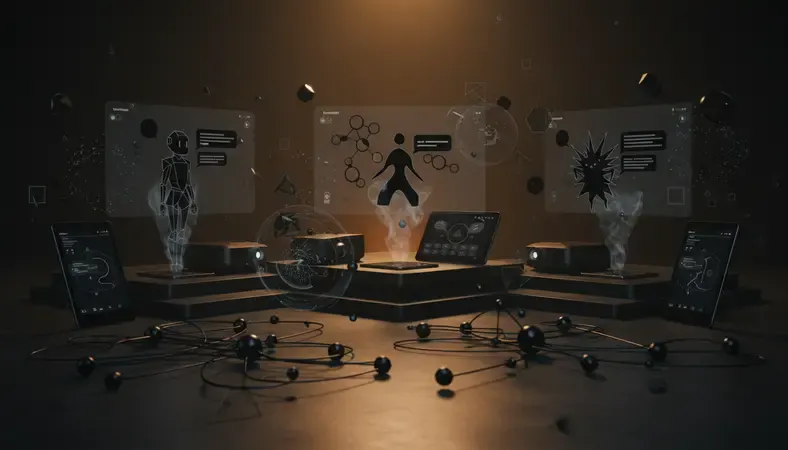 Comparison of various AI chatbot interfaces showing different character types and conversation styles