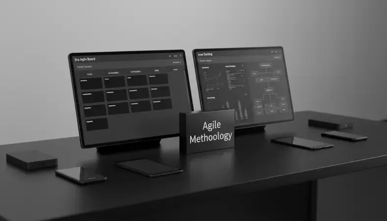 Split-screen view showing Jira's agile board interface alongside detailed issue tracking screens