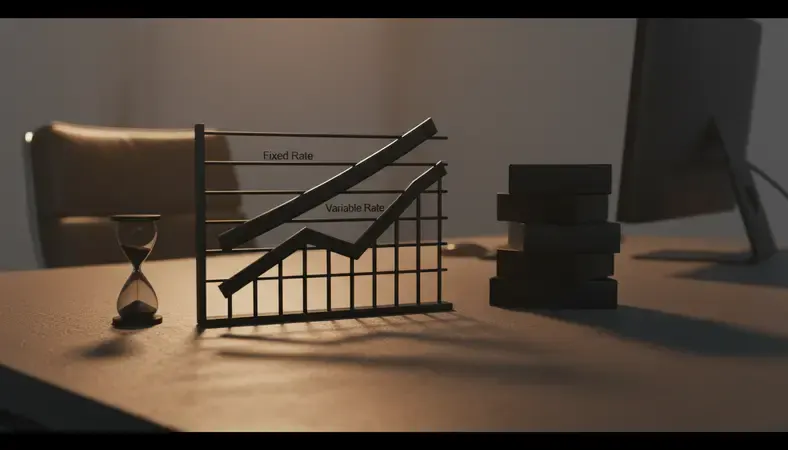 Graph showing payment differences between fixed and variable rates over a 10-year period