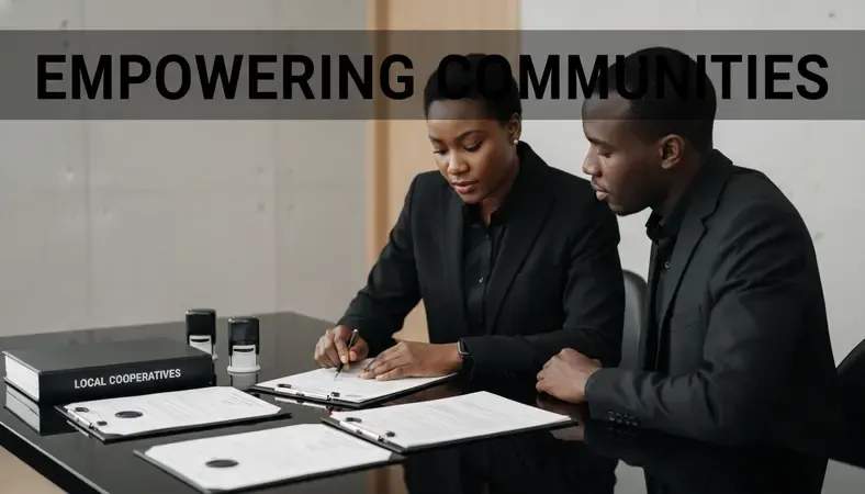 Professional banker consulting with clients over property financing documents in a modern bank office