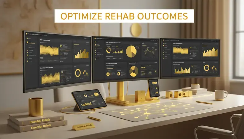 Professional workspace showing multiple screens with PPC campaign dashboards and analytics for addiction treatment marketing
