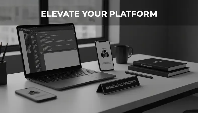 Infographic showing key benefits of API development services including automation, scalability, and improved customer experience