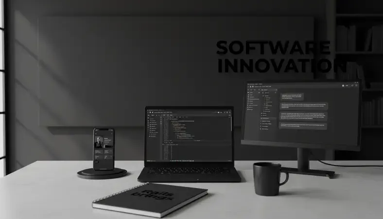 Team workspace showing multiple screens with project management dashboards and communication tools