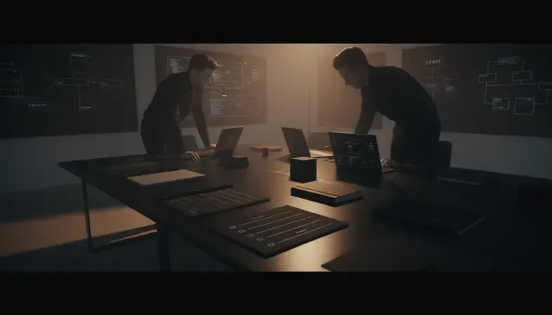 Professional team of developers working on PWA development in a modern office setting