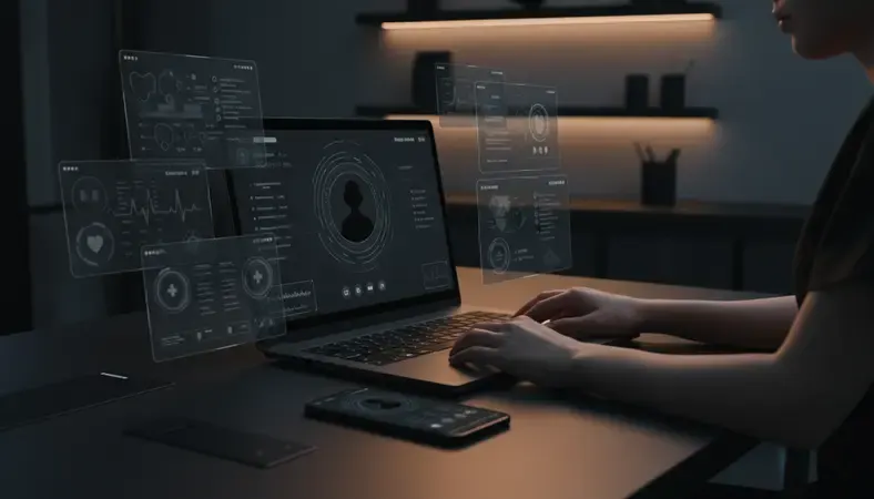 Modern healthcare professional using telemedicine platform on laptop with patient consultation interface