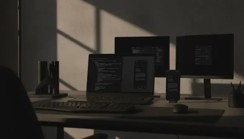 Split screen showing PWA development code on left and resulting mobile app interface on right