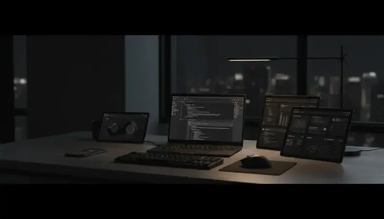 Freelancer working on laptop with code editor showing SaaS application development