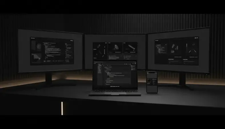 Clean code interface showing API documentation and testing tools with multiple monitors displaying different aspects of API development
