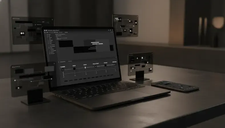 Development timeline showing API project phases from planning to deployment