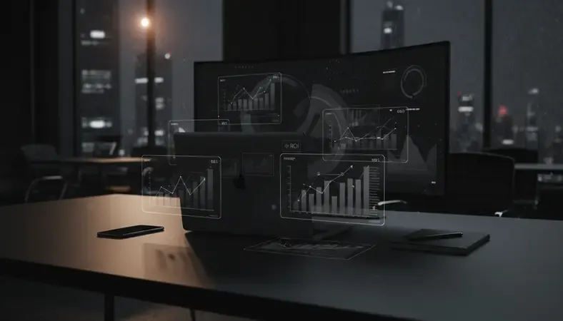 Professional business meeting with charts and graphs showing API performance metrics and ROI calculations