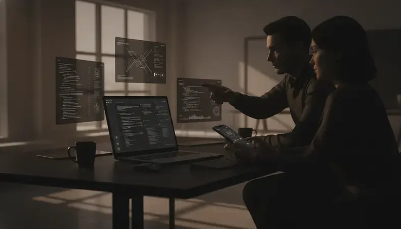Professional developers working collaboratively on software development projects in a modern office setting
