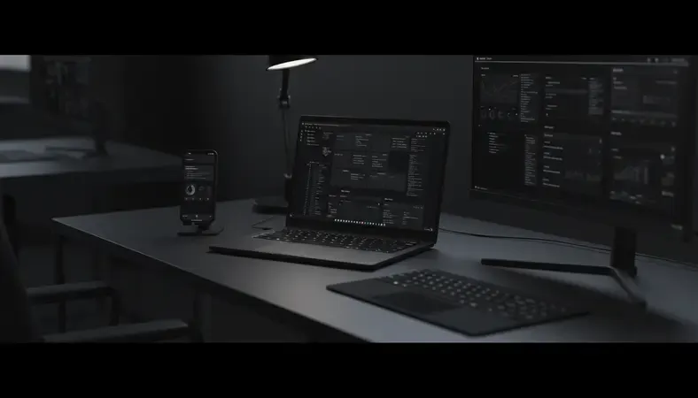 Modern development environment showing multiple screens with sports app code and database schemas