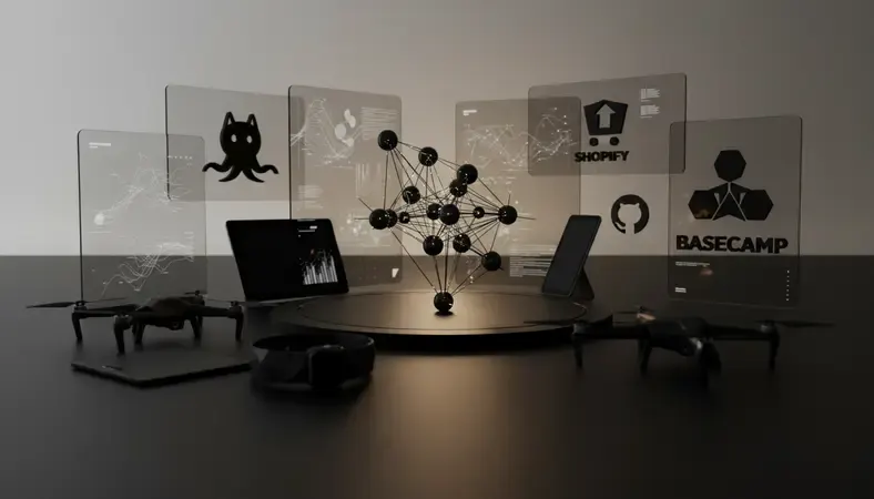 Logos of major companies using Ruby on Rails including GitHub, Shopify, and Basecamp