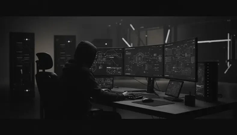 Developer working on Rails code with multiple monitors showing testing frameworks and deployment pipelines