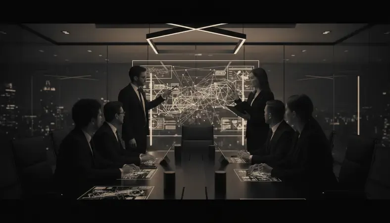 Professional meeting room with team discussing project pricing and engagement models on a whiteboard