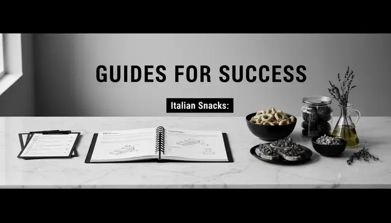 Traditional Italian taralli crackers, amaretti cookies, and bruschetta toppings displayed on a marble surface with olive oil and herbs